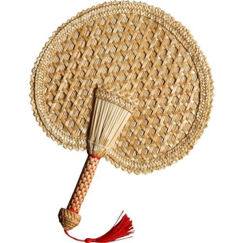 Wheat Straw Fan Hand-Woven Cattail Leaf Banana Circular Woven Summer Children Portable Classical Chinese Style