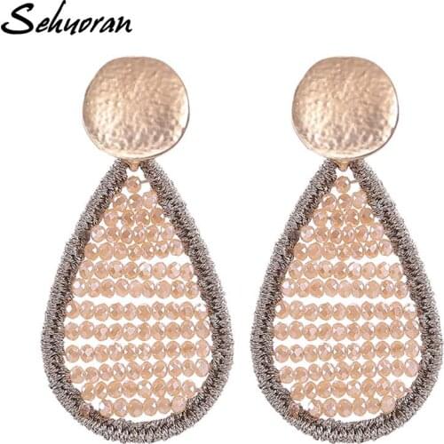 Sehuoran Oorbellen Bohemian Crystal Beads Drop Earring For Women Ethnic Charming Long Boho Earrings Femme Christmas Gifts