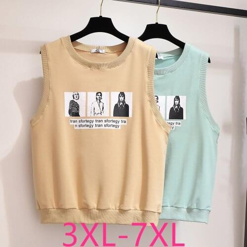 2021 spring autumn plus size tops for women large pullover sleeveless loose casual cotton O neck short vest coat 4XL 5XL 6XL 7XL