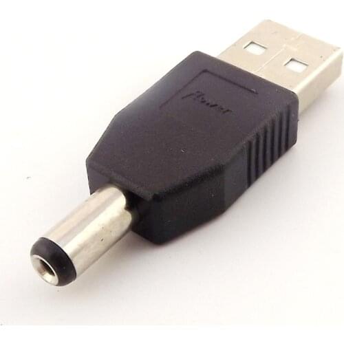 1Pcs USB 2.0 Type A Male To 5.5mm x 2.1mm Plug 5V DC Power Supply Adapter Connector