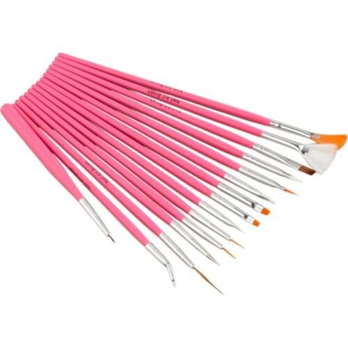 15 pcs/lot Cosmetic Nail Art Polish Painting Draw Pen Brush Tips Tools Set UV Gel DIY Decoration Beauty Painting Equipment Tools