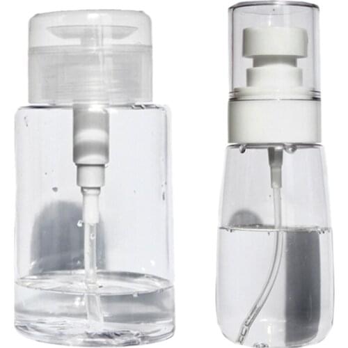 2PCS Spray Bottle60ML+Pumping Dispenser Bottle 100ML Liquid Containers Alcohols Liquid Bottle