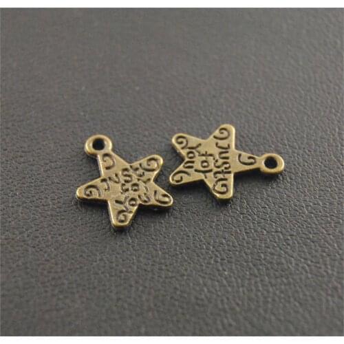 20pcs Alloy Bronze Just For You Letter Star Charms Handmade Charms Pendants Jewelry Findings 14x12mm A156