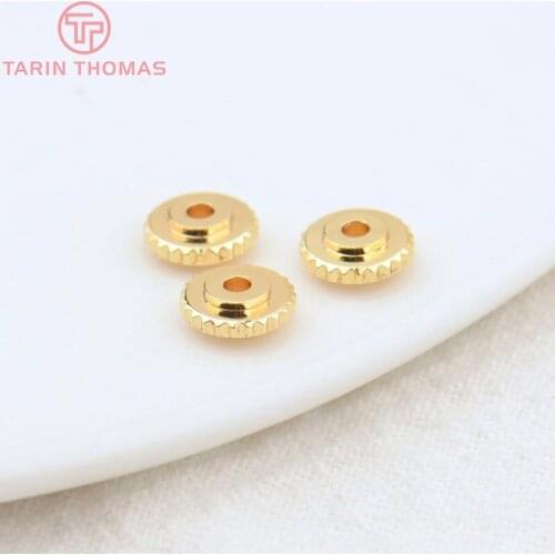 20PCS 6MM 24K Champagne Gold Color Plated Brass Spacer Beads Bracelet Beads High Quality Diy Jewelry Accessories