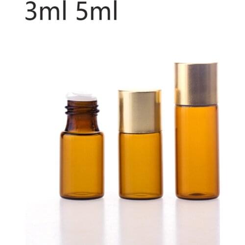 3ml Mini Amber Glass Bottle with Cap Empty Protable Sample Vial Essential Oil Bottle Fast Shipping