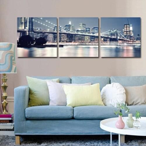 3 Pcs Full Square round Diamond Embroidery Brooklyn Bridge Wall Art City 5D Diamond Painting Rhinestone DIY Cuadros Decor C985