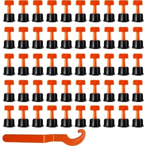50 Pcs Reusable Tile Leveling System Wall Floor Tile Leveler Spacers with Wrench Tile Laying Anti Lippage Construction Tools