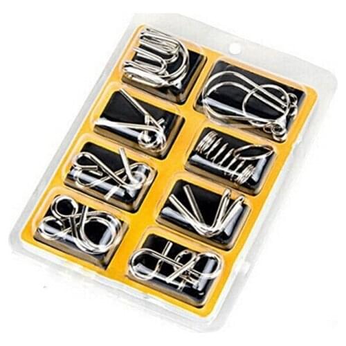 8PCS/Set IQ Metal Wire Puzzle Brain Teaser Game for Children Adults