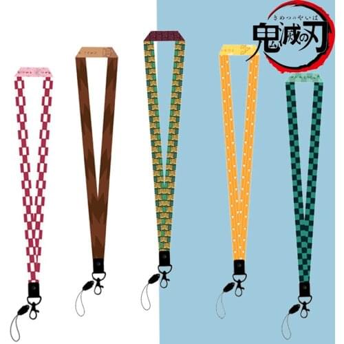 Anime Lanyard Keychain Kimetsu No Yaiba Demon Slayer Lanyard Keychain Fashion Work Id Phone Holder Lanyard Keyring Unisex