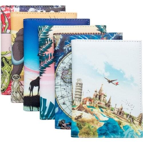 UV Printed Colorful Passport Covers Flamingo ID Card Holder African Scenary Spot Passport Wallet Bulk Custom available