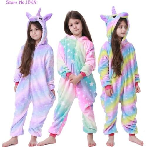 Kigurumi Licorne Children Pajamas Cartoon Animal Kids Baby Pijamas Winter Sleepwear Boys Onesies Girls Outfits Set Unicorn