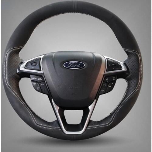 For Ford Edge Focus Escape Escort Ecosport Taurus Kuga Mondeo Hand-stitched steering wheel cover Leather suede grip cover