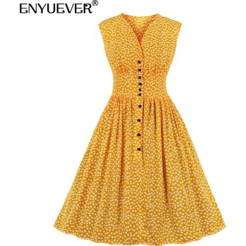 ENYUEVER Yellow Summer Dresses
