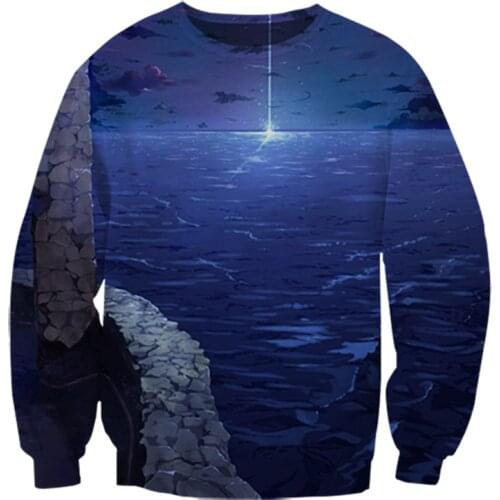 JUMEAST New Hoodies 3D Printing Mens Plus Size Hip Hop Breathable Sweatshirt Blue Men Long Sleeve Hooded Sweatshirt S-7XL