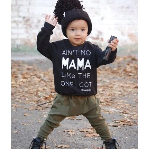 Baby Boy girl Clothing Set Letter Ain't no mama like the one i got Cotton Longsleeves T-shirt+Pants Infant Baby girl clothes set