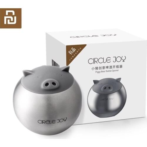Youpin Circle Joy Round Pig Creative Beer Bottle Opener Silver Lovely Shape Easy Opening And Varied Functions