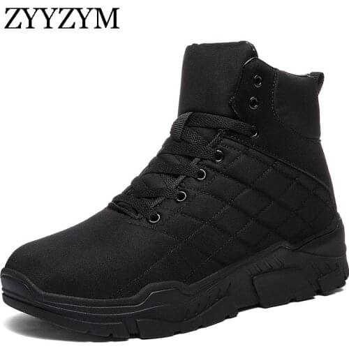 ZYYZYM Men Winter Sneakers High Top Men Casual Shoes Plush Keep Warm Shoes Boots Men Fashion Shoes For Men Zapatos Hombre