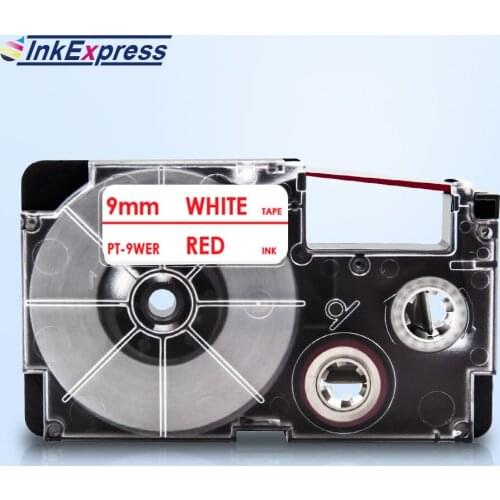 InkExpress Tape For CASIO XR-9WER XR 9WER 9mm Label Tape Red on White Printer Ribbon For CASIO Label Maker KL-100 KL-120