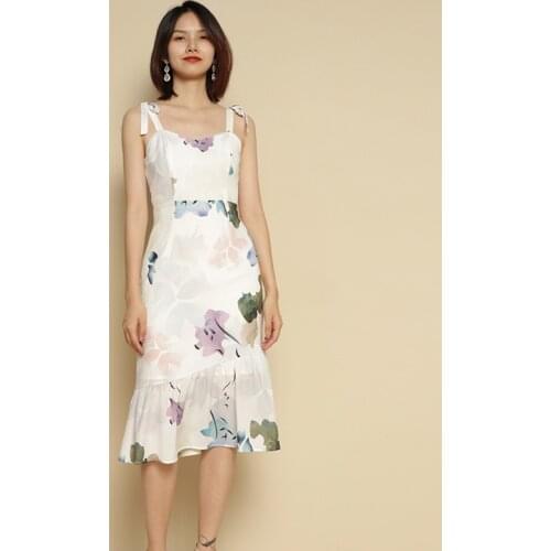 Summer Dress 2021 Chic Floral Dress Sexy Women Spaghetti Strap Ruffles Bodycon Party Dresses Fashion Office Ol Dress AA5746