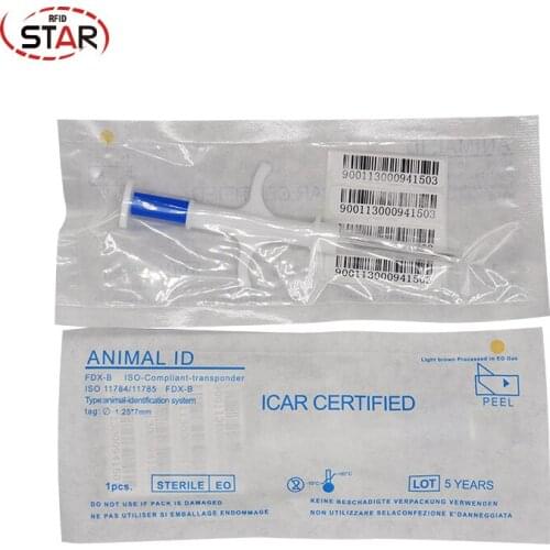 70pcs 134.2khz Pet Microchips Disposable Animal chip Fdx-b pig Syringe Pet ID injector syringe needle for dog cat cow