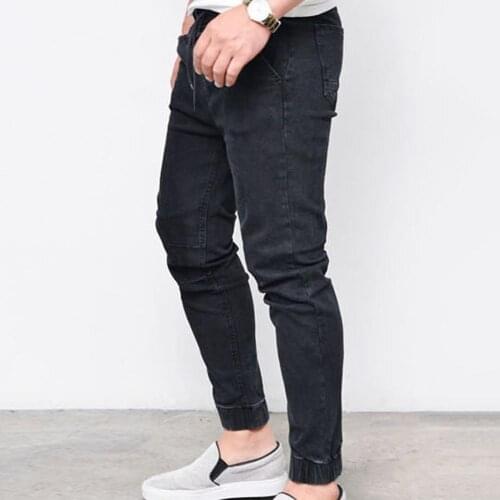 Plus Size Men Jogger Skinny Pants Elastic Waist Pencil Jeans Denim Trousers Mens Clothing 2021
