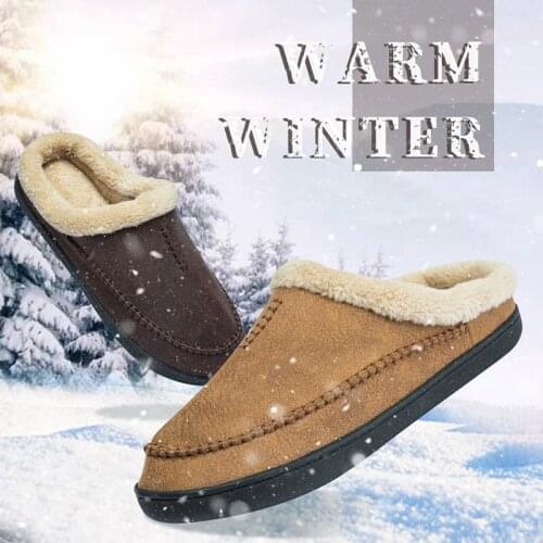 Mens Slippers Winter Warm Plush Home Cotton Shoes Man Indoor Non-slip Floor Footwear Casual Outdoor Men Fur Sneakers Size 49 50