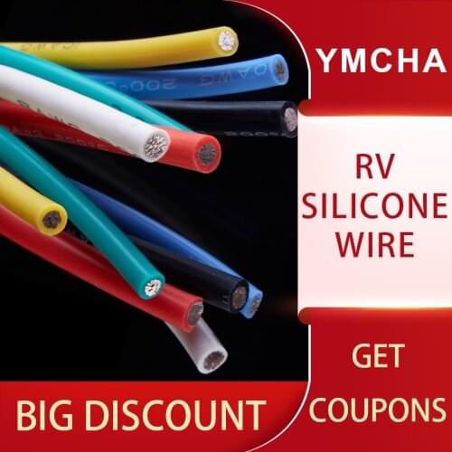 5/20 Meters RV Soft Silicone Wire High Temperature Resistant 24 18 16 14 12 10AWG High Voltage For Automobile Lithium Battery