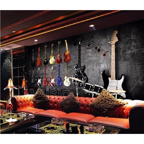 Custom Mural Wallpapers 3d Retro Nostalgic Rock Musical Instruments Wallpapers Living Room Bedroom Mural 3d wallpaper