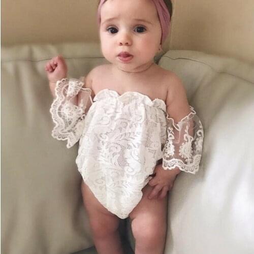 New Solid Hollow Lace Strapless Romper Bodysuit For Baby Girl Sunsuit Jumpsuit Summer Clothes 0-24 Months