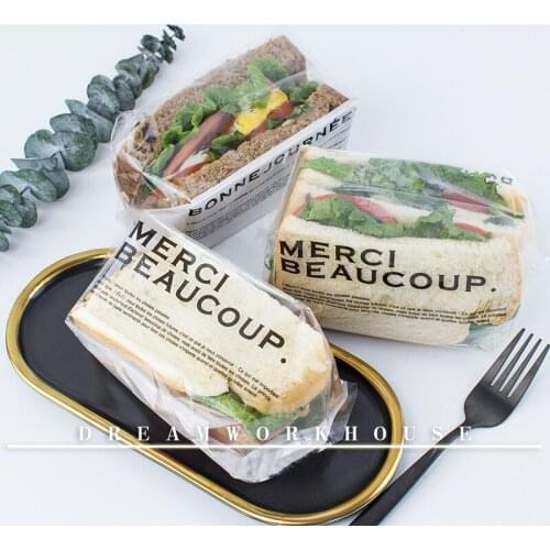 Bread Bag English Newspaper Design Cake Toast Disposable Doggy Packing Hamburger Takeaway Packaging Breakfast Wrapping Bag 95pcs