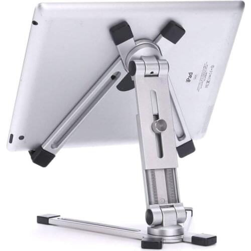 Tablet Stand Aluminum Adjustable Angle/Height Foldable Holder Mobile Phones Books Hands Free Bracket