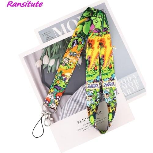 Ransitute R2172 Naughty Boy Green Dragon Cartoon Style Anime Key Chain Lanyard Neck Strap For USB Badge Holder DIY Hang Rope