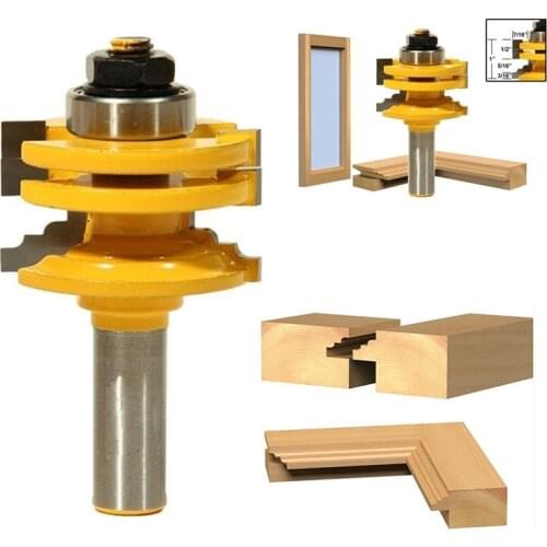 1Pc/2Pcs 8mm/12.7mm 1/2 inch Shank Glass Door Rail & Stile Reversible Router Bits Wood Cutting Router Tool