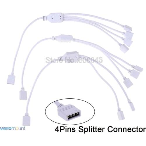 RGB 4Pin Splitter Connector Wire 1 to 2 1 to 3 1 to 4 Female to Female Splitter Connector Extension Cable for RGB LED Striplight