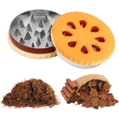 Spice Mill Herb Grinder Biscuits Shaped 2 Layers Tobacco Tool Pipe Smoking Grinders Tobacco Crusher Sharp Diamond Teeth 1PC