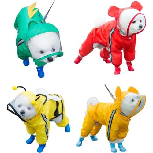 Pet Cat Dog Raincoat Hooded Reflective Puppy Small Dog Rain Coat Waterproof Jacket For Dogs Soft Breathable Mesh Dog Clothes