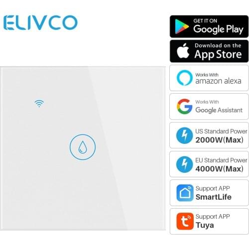 20A 4000W Tuya Smart WiFi Boiler Water Heater Switch EU Touch Switch SmartLife Remote Control Works With Google Assistant Alexa