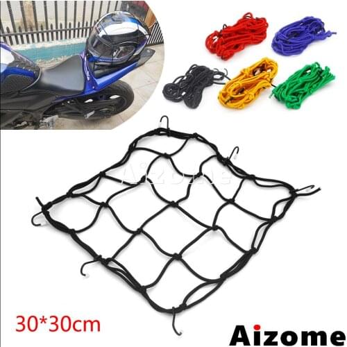 Universal Motorcycle Mesh Helmet Net Fuel Tank Net Luggage Hold Down Web 6 Hooks Bungee Cargo Net Storage Organiser Net