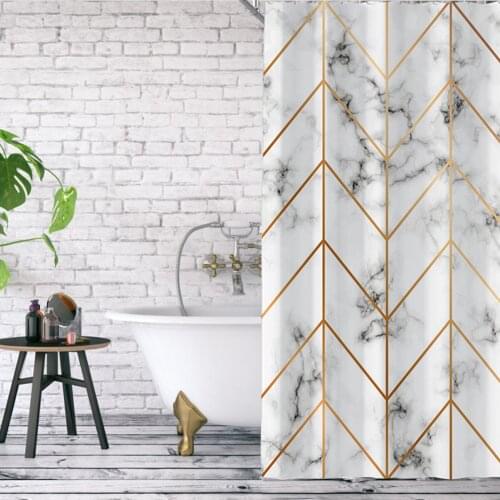 Waterproof Shower Curtains Fabric Polyester Marble Stripes Printing Shower Curtains 5 Color Available Bathroom Shower Curtains