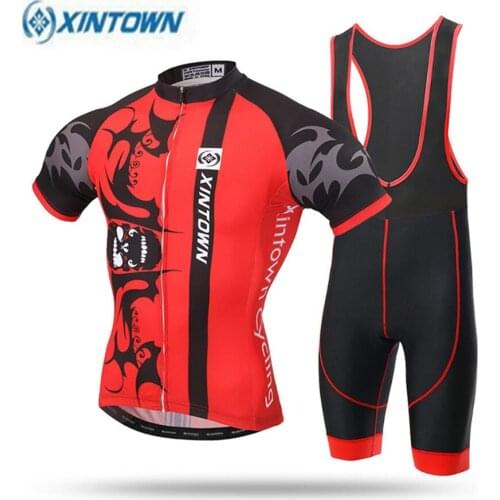 XINTOWN Men Pro Team Cycling Jersey Cycling Clothing maillot ciclismo roupa ciclismo Short Sleeve Bib Shorts Set cycling set red