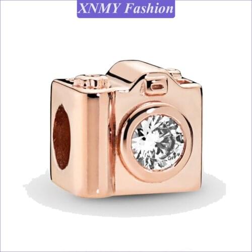 XNMY Fit Original Pandora Bracelet Charms Rose Gold Color Vintage Camera Charm Beads Jewelry Making Berloque Gift