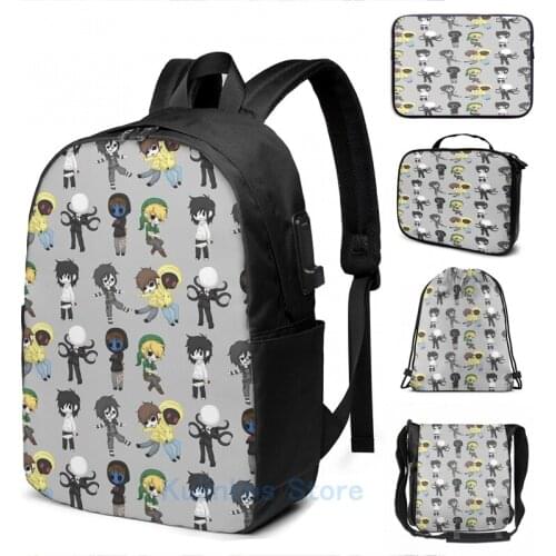 Funny Graphic print Cutiepasta USB Charge Backpack men School bags Women bag Travel laptop bag