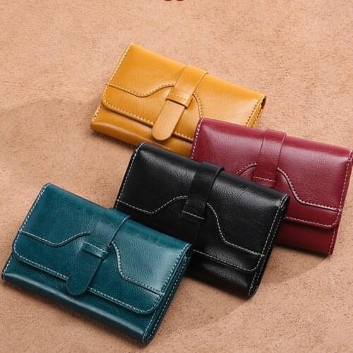 Womens Retro Leather Wallet Female Short Card Holder Coin Purse Trifold Wallets