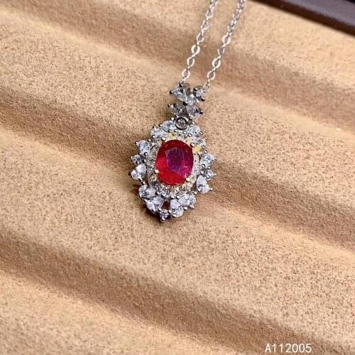 KJJEAXCMY Fine Jewelry 925 Sterling Silver inlaid Natural gemstone ruby Female Pendant Necklace noble Support test