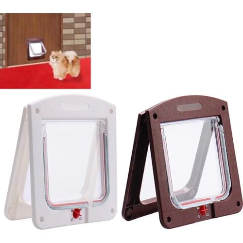 1PC Pet Dog Cat Door Free Access 4 Way Magnetic Lockable Flap Door Door Gate Telescoping Frame Flap Gate Magnetic Closure Door