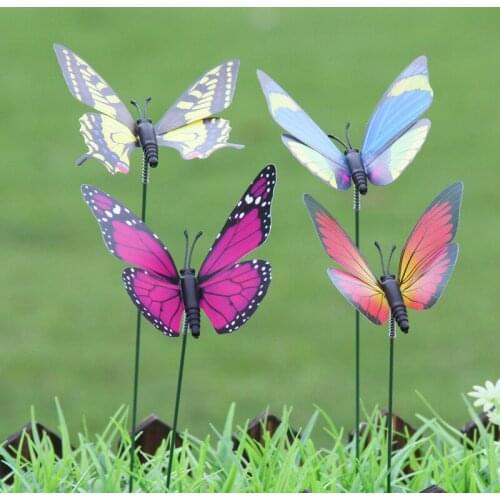 10pcs Simulation Plunge Butterfly Gardening Flower Arrangement Butterfly Blooming Flowers Gardening Pots Vase Decorative
