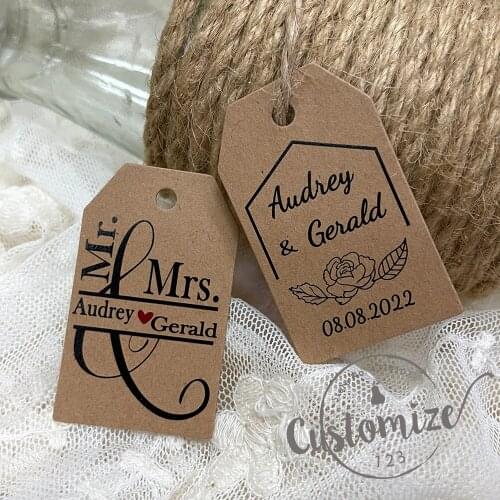 100 PCS/set Perforated Kraft Paper Tags,Hang Tag Wedding Favors Tags -Yor text name logo Tags Custom
