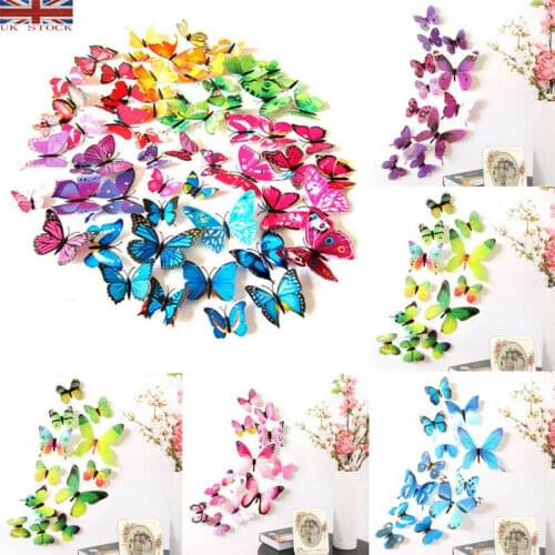 12Pcs 3D Butterfly Wall Stickers Art Design Kid Room Decor Decals DIY Sticker