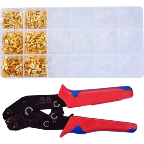 2.8/4.8/6.3mm universal spring plug wire crimped crimping hand tool connection Terminals Electrical Insulated Assortment SN-48B