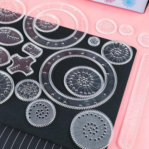 22Pcs Geometric Ruler Spirograph Rulers Drawing Toys Set Interlocking Gears Wheels Painting Accessories